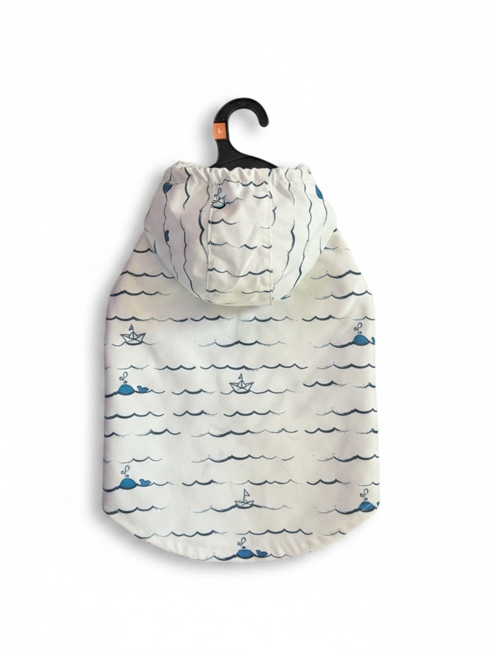 New Without Tags Dog Raincoat Hooded Whale Print Size Large